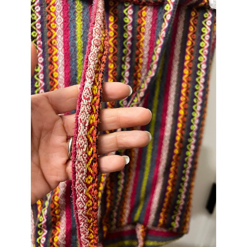 Billabong Boho Backpack Multicolor Woven Tribal Stripe Tassel Drawstring Bag - Picture 11 of 16